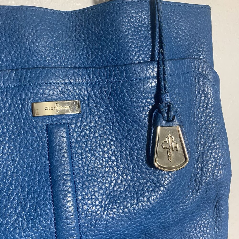 Cole Haan Village Marcy Leather Pebble Blue Tech Tote Purse Women’s - Picture 4 of 16